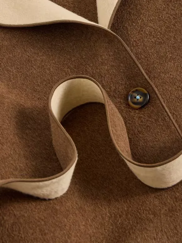 Wool Blend Coat In Natural Multi