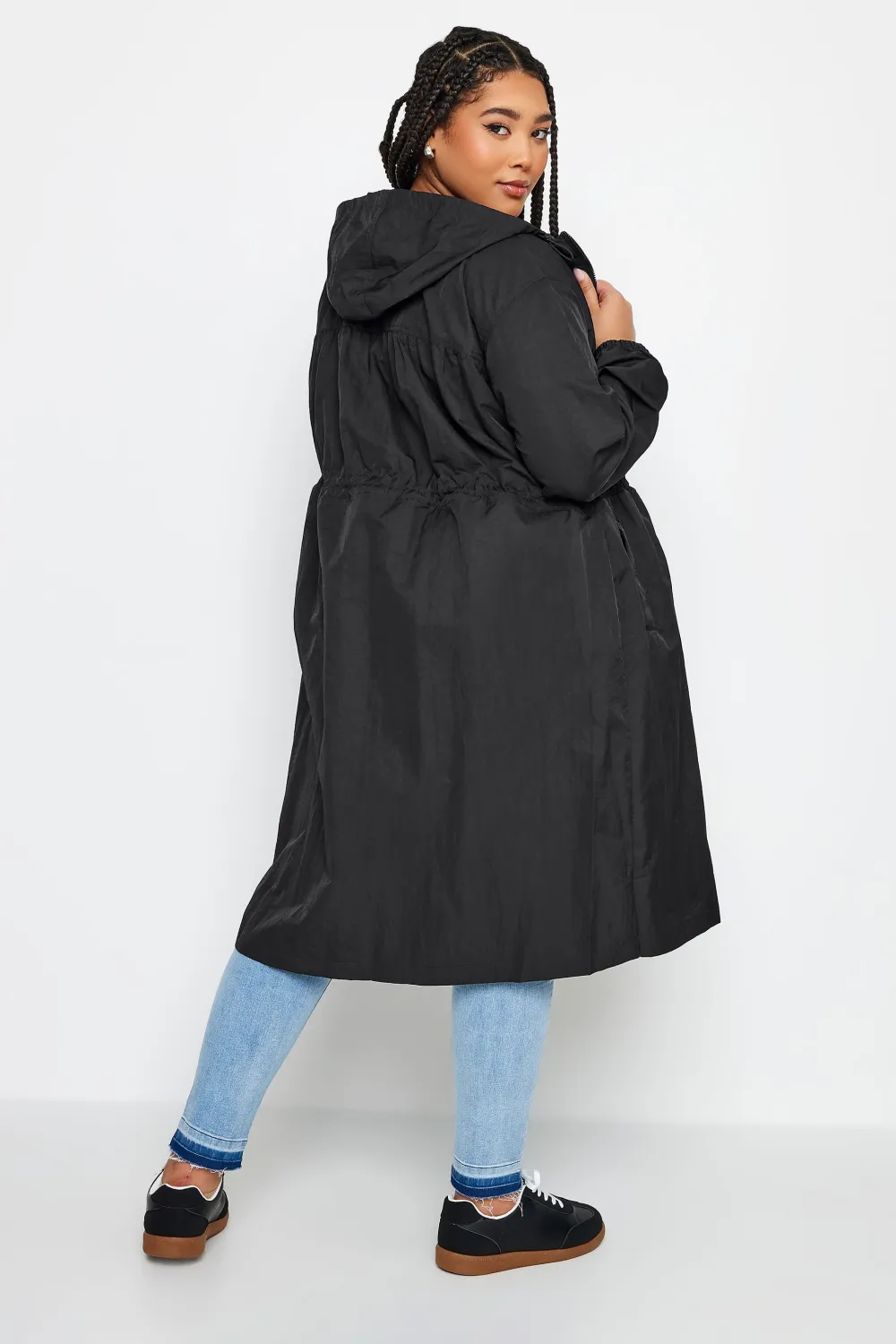 YOURS Curve Black Lightweight Longline Parka Jacket