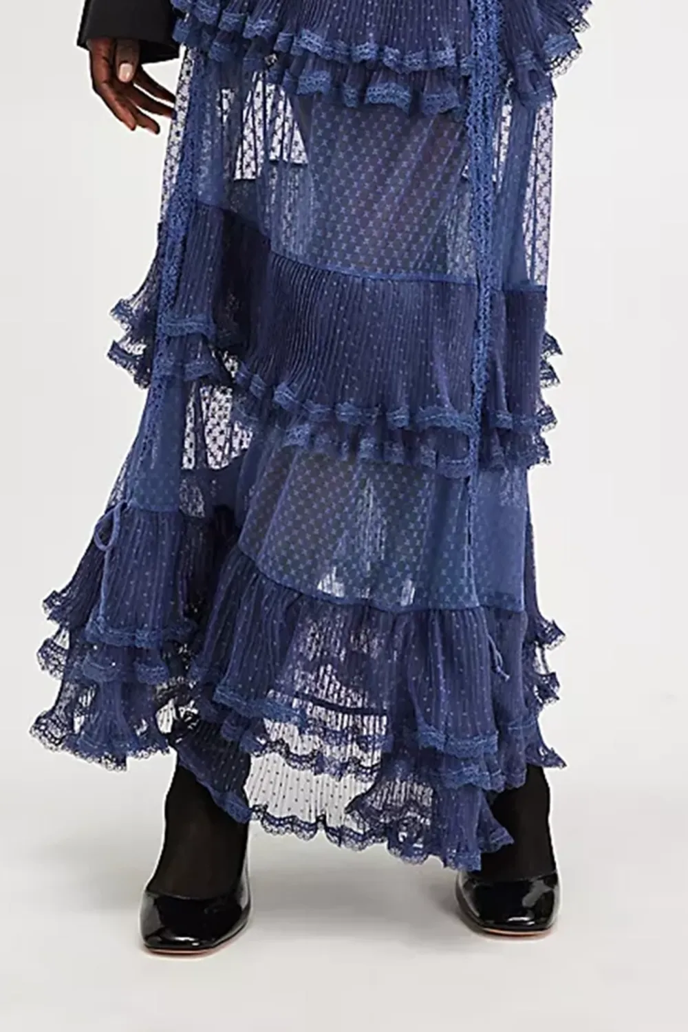 Sheer Ruffled Maxi Skirt