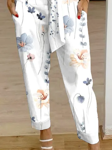 Casual Floral Loose Cargo Pants