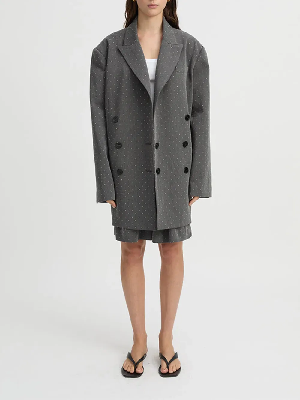 Oversized Slhouette Casual Style  Blazer Charcoal