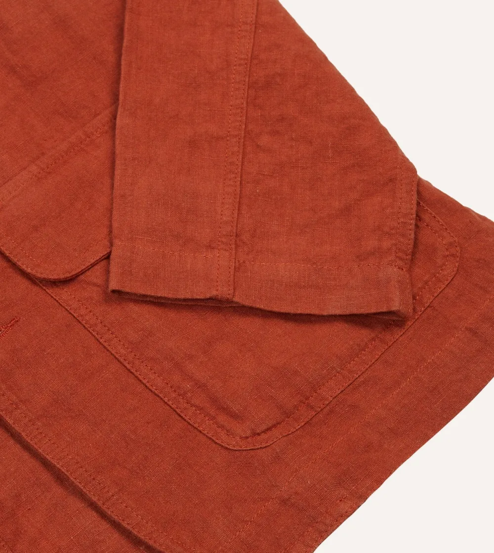 Rust Colored Button Front Cargo Jacket