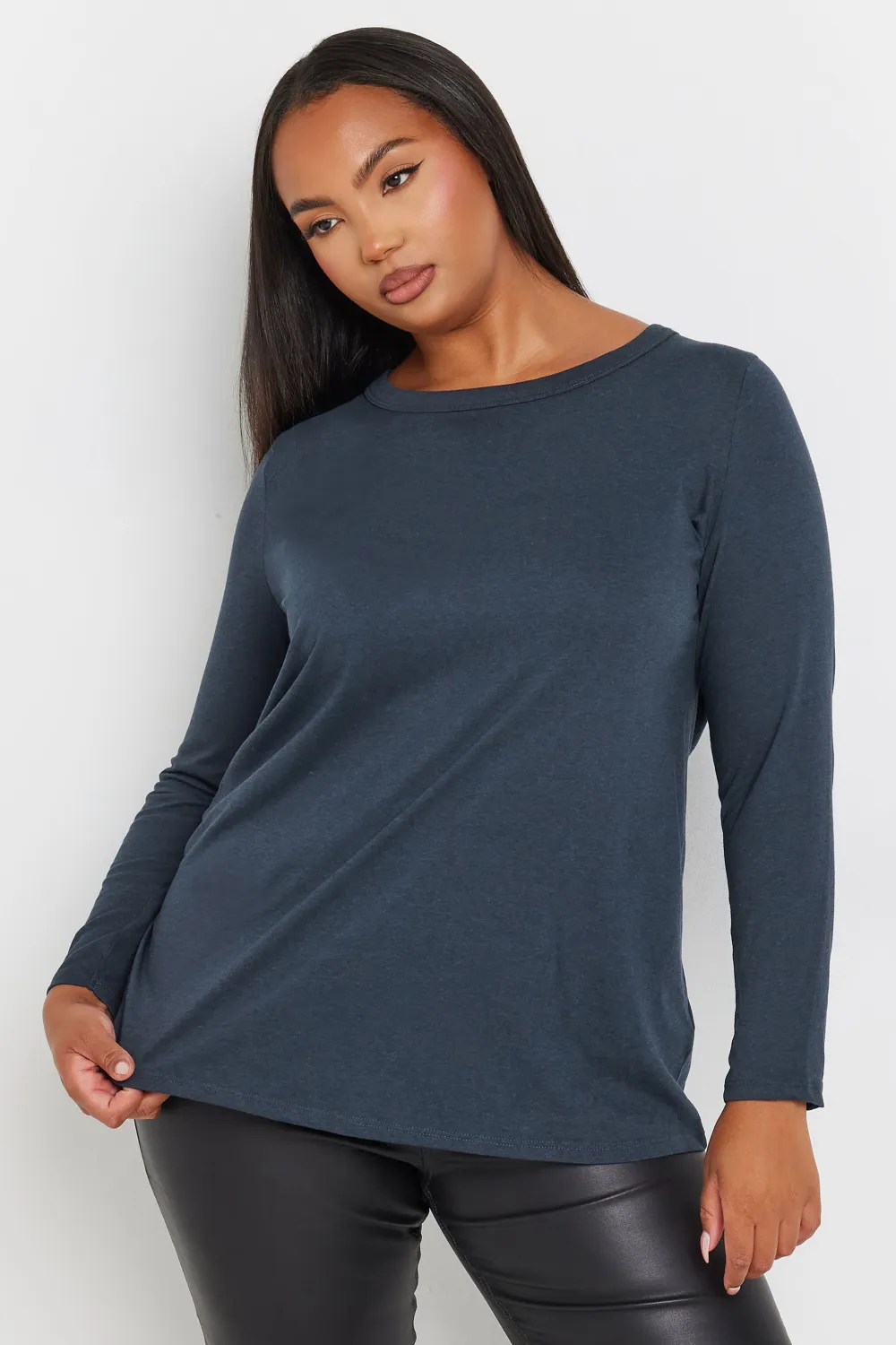 YOURS Curve Black Cotton Long Sleeve T-Shirt