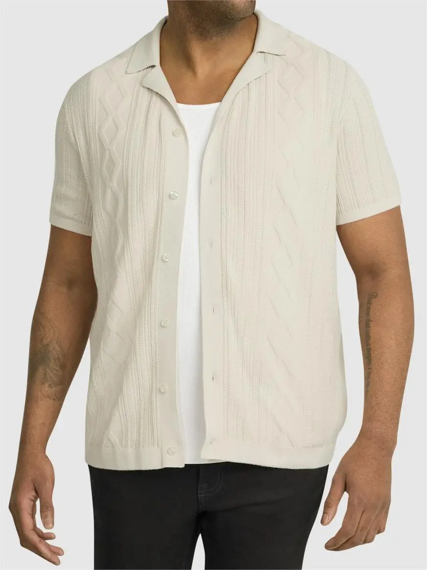 TEXTURE SHORT SLEEVE KNIT SHIRT