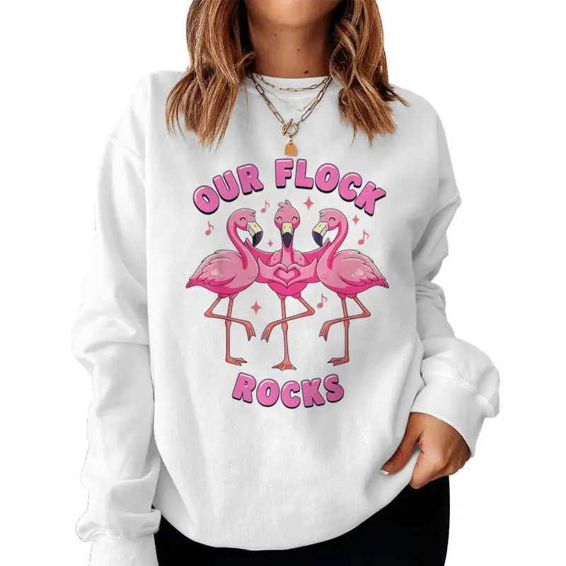 Pink Flamingo Family Matching Our Flock Rocks Group Women Sweatshirt