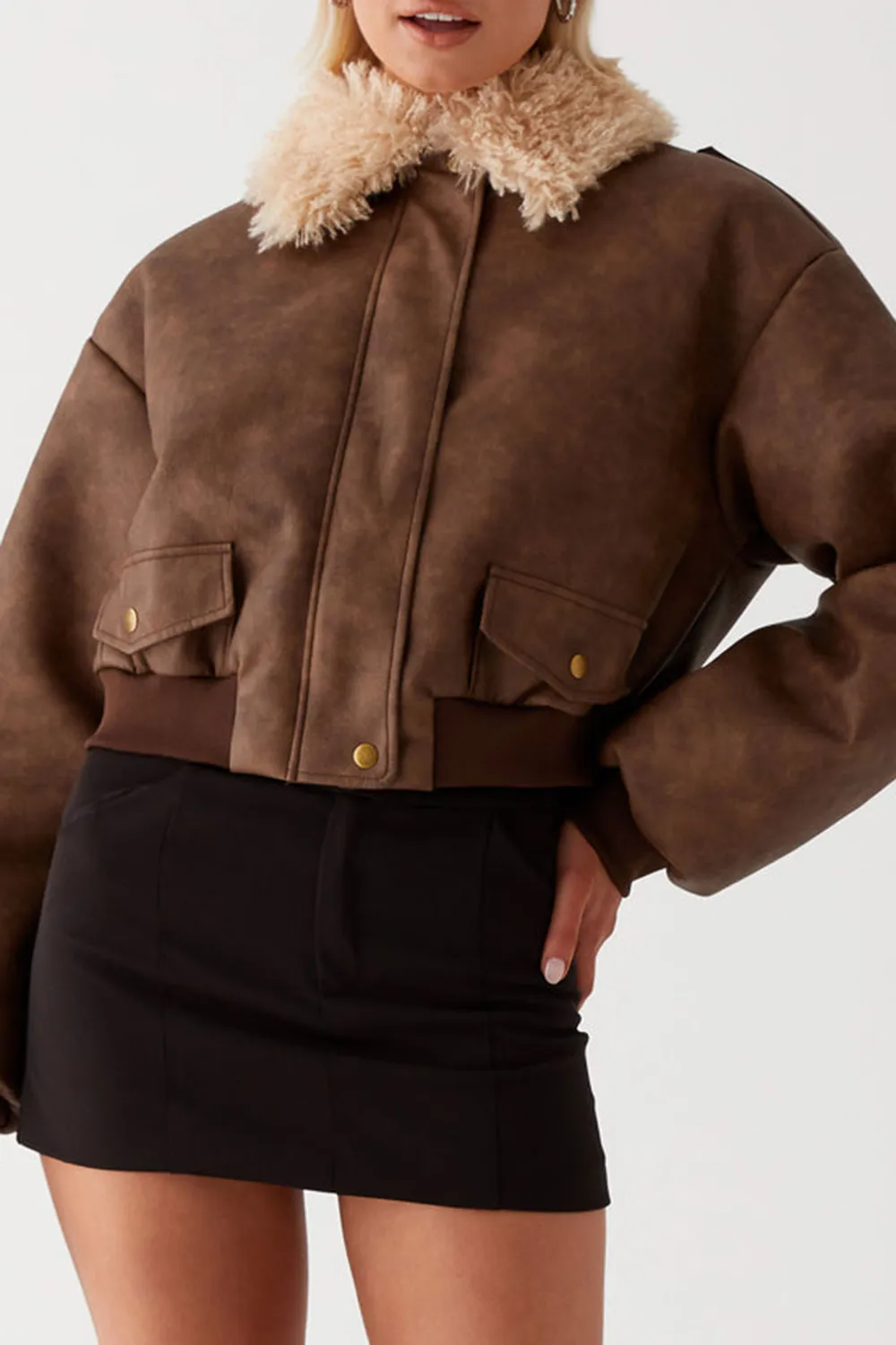 Aston Shearling Bomber Jacket - Brown