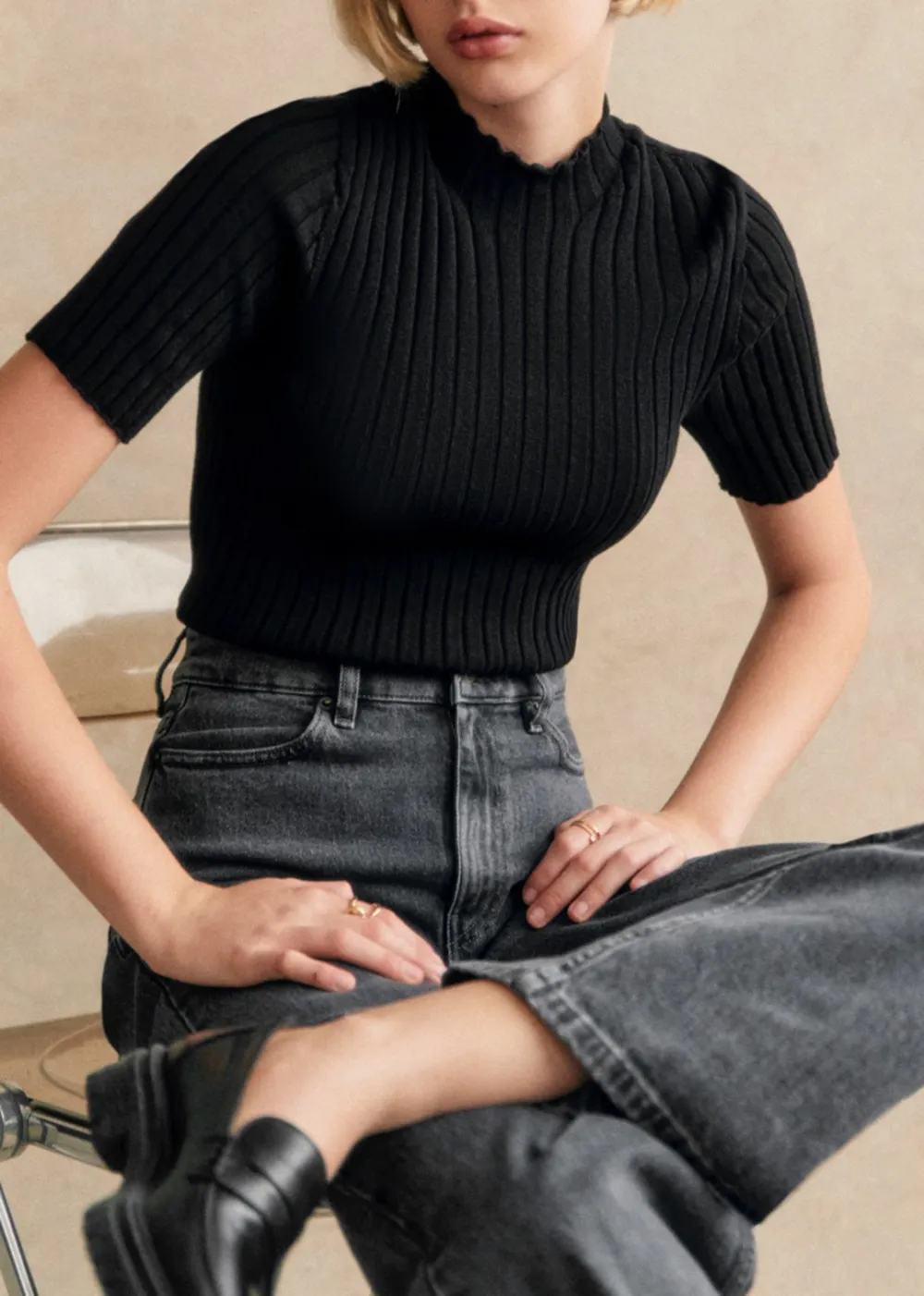 Turtleneck Solid Color Sweater