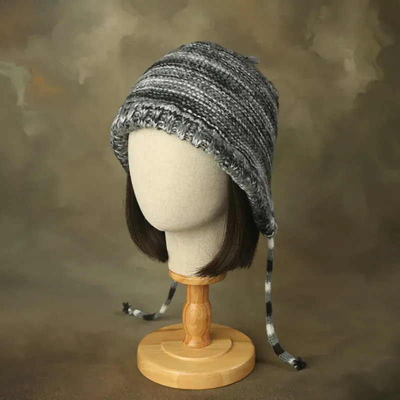 Retro Rainbow Ethnic Style Ear Protection Warm Knitted Hat