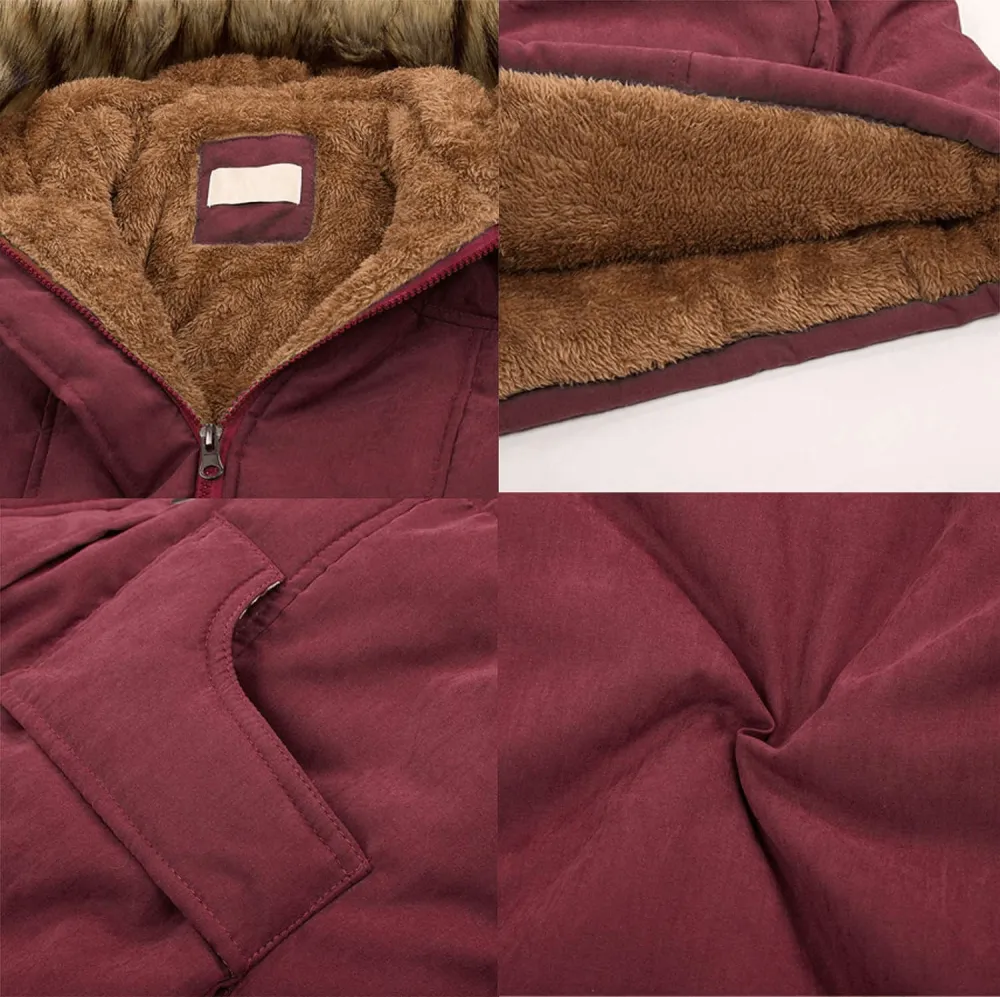 Women's Winter Coats Fleece Parkas Anoraks Hooded Military Jacket Coats M Black