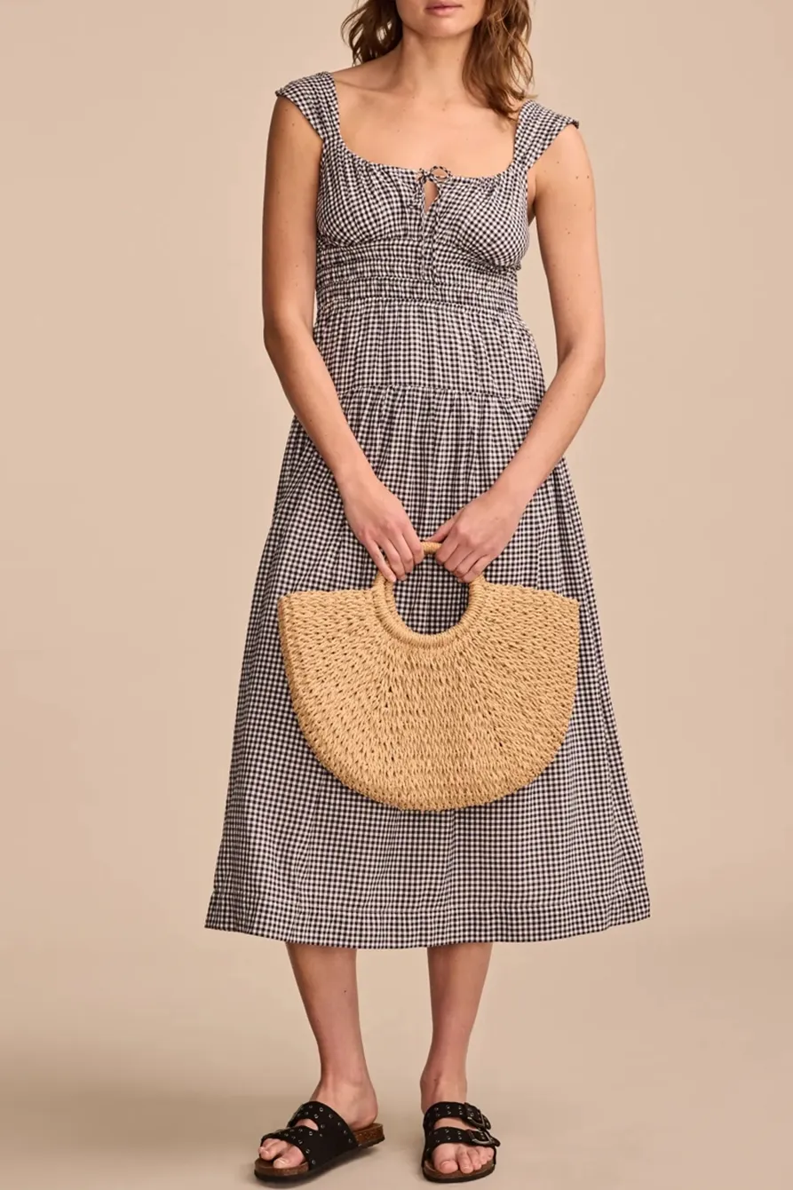 Cinched Waist Schiffli Midi Dress