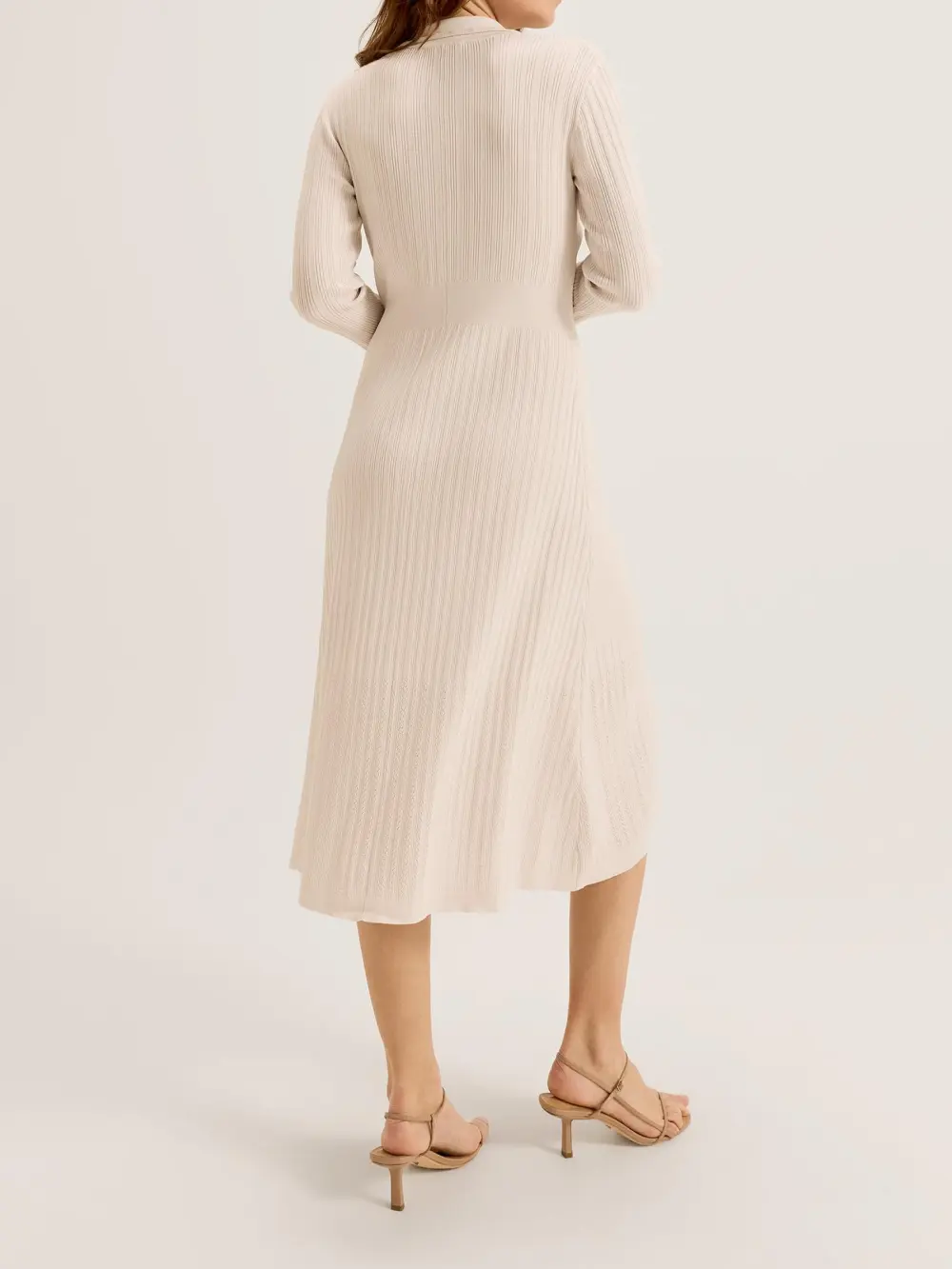 Ribbed Knit Short Sleeve Midi Dresses