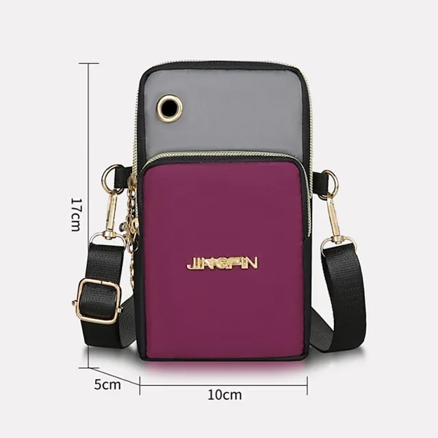 Men's Women's Crossbody Bag Shoulder Bag Wristlet Mobile Phone Bag Oxford Cloth Outdoor Daily Zipper Large Capacity Waterproof Lightweight Color Block Black Red Blue