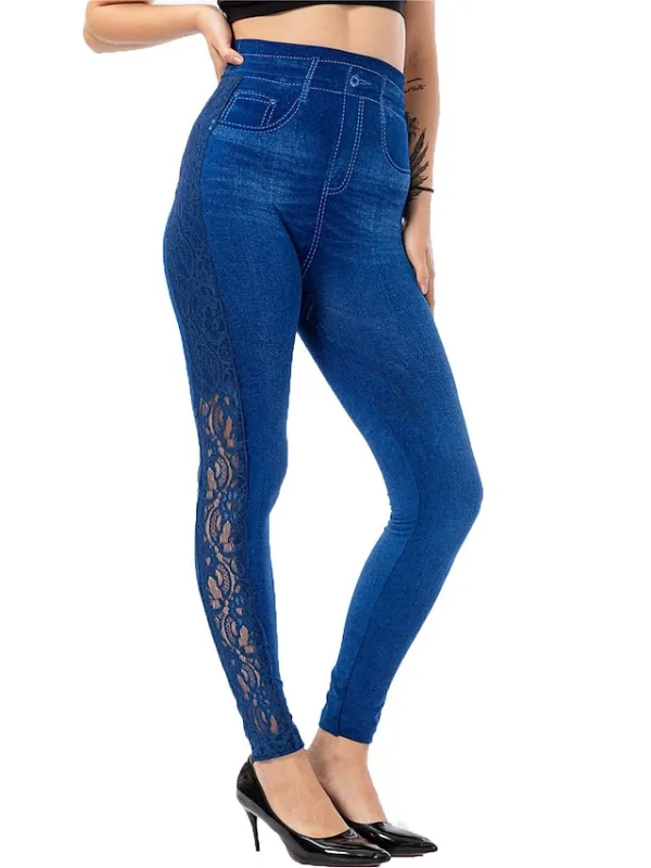 Women's Jeans Skinny Bell Bottom Ankle-Length Denim Faux Denim High Elasticity High Waist Tights Casual / Sporty Casual Weekend Blue S M