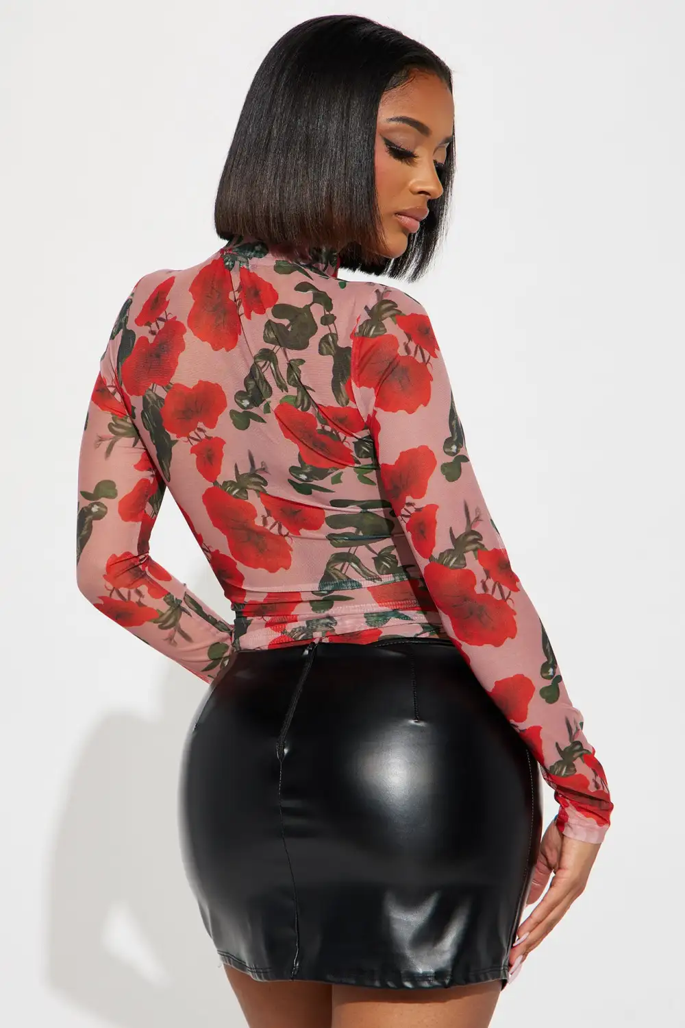 Roses Are Red Mesh Bodysuit - Red/combo