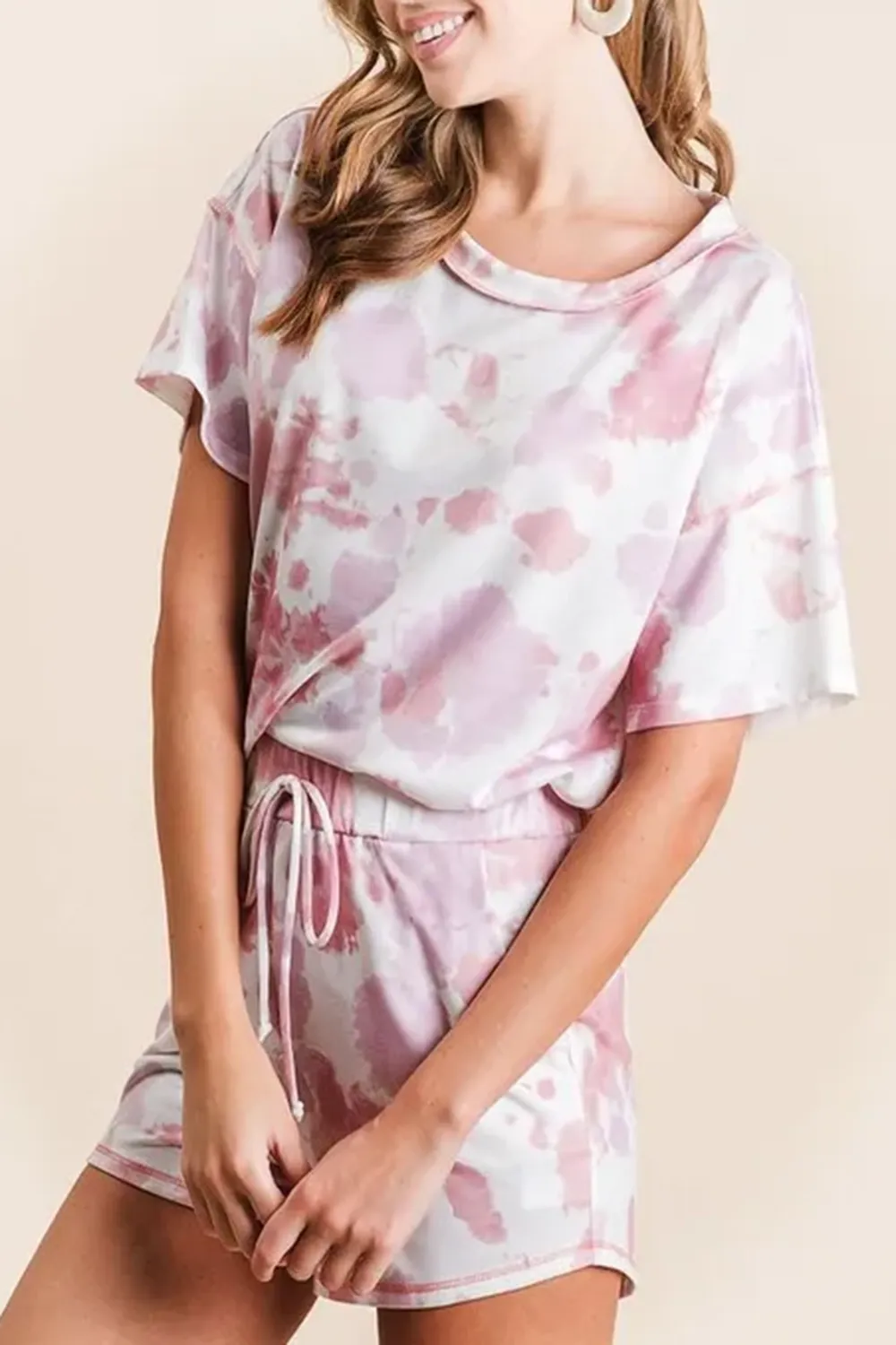 Art Tie-Dyeing Pink Hight Waist Shorts