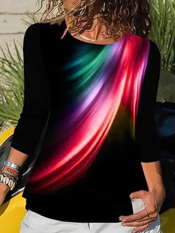 Women Summer Boho Sweet Long Sleeve Casual  Tops