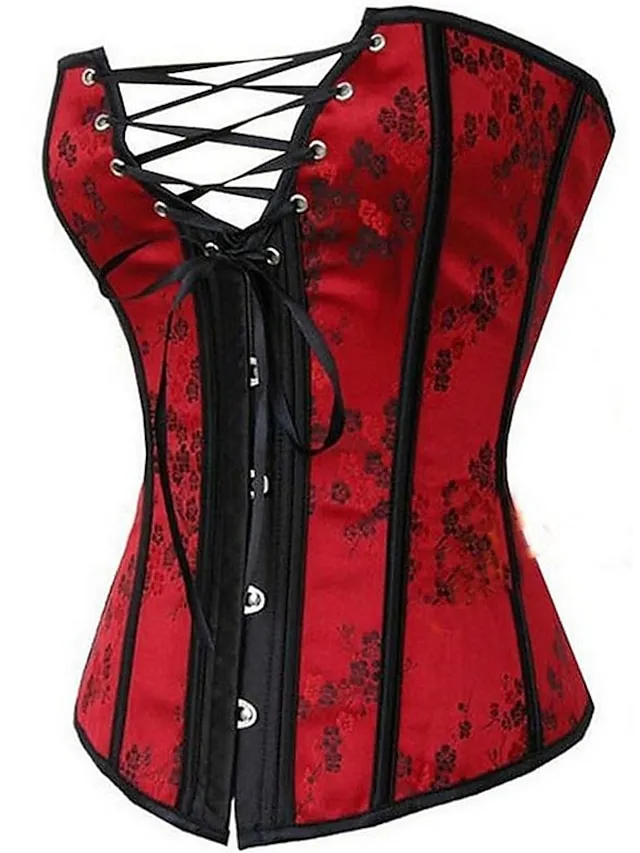 Corset Women's Corsets Trachtenmieder Xmas Halloween Party & Evening Valentine's Day Club Red Country Bavarian Comfortable Hook & Eye Lace Up Lace up Backless Tummy Control Flower Summer Spring