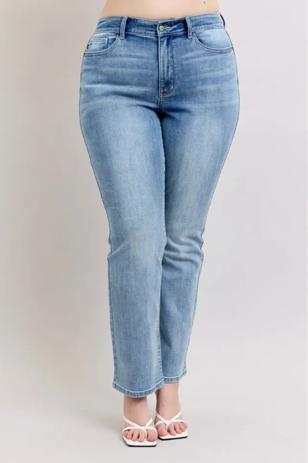 Blue Retro Simple Slim-Fit  Trousers