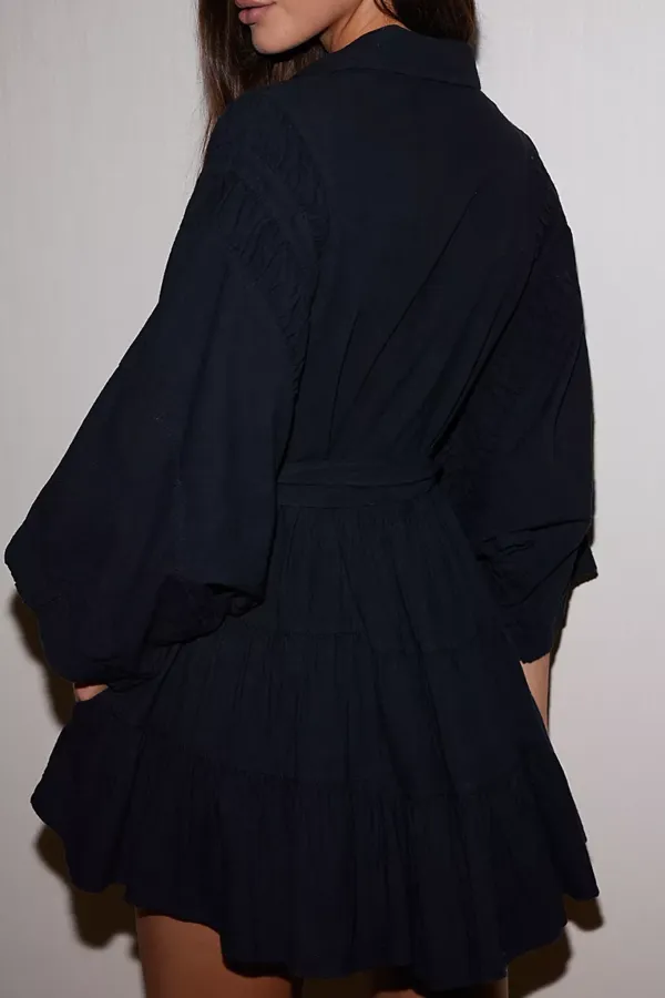 Belted Flutter Sleeve Mini Dress