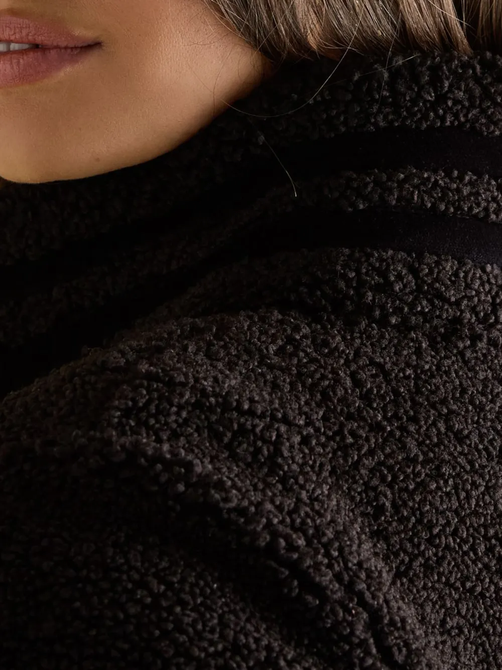 Funnel Neck Black Fleece Jacket