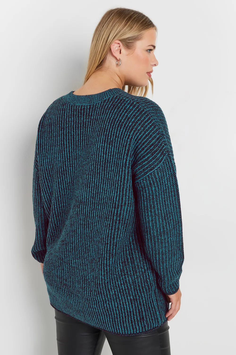 YOURS Curve Navy Blue Drop Shoulder Knitted Jumper