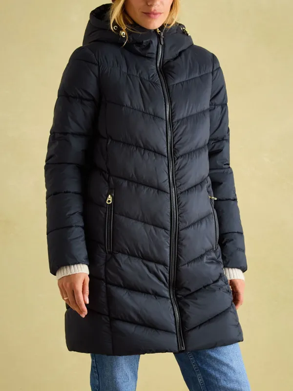 Navy Mid Length Showerproof Padded Coat