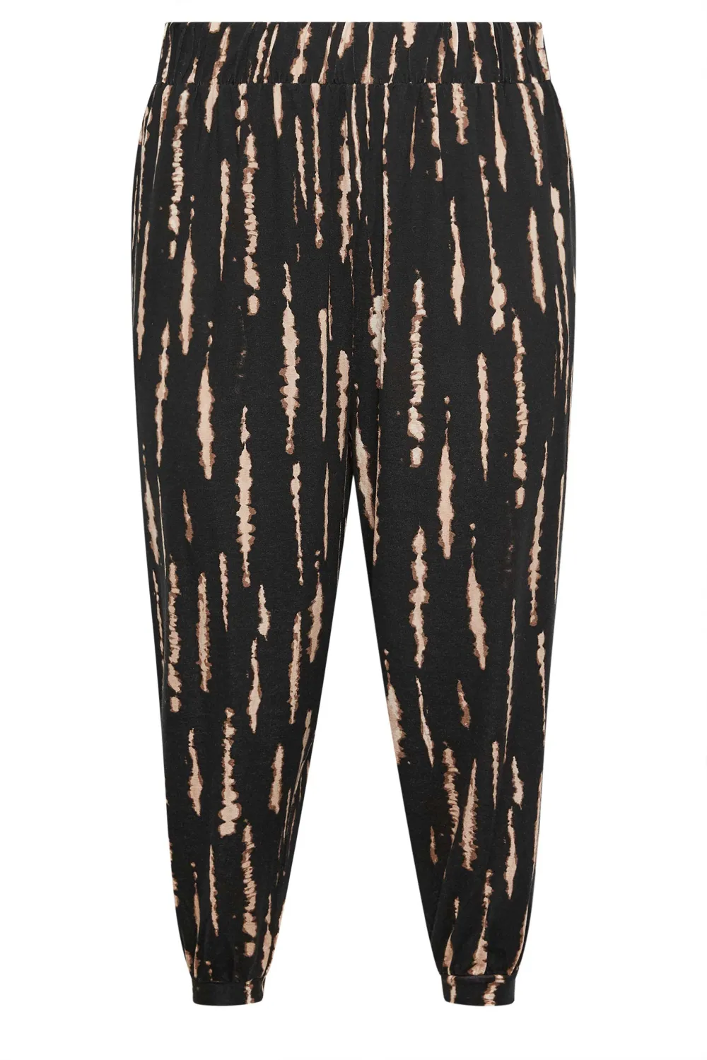 YOURS Curve Beige Brown Leaf Print Cropped Harem Trousers