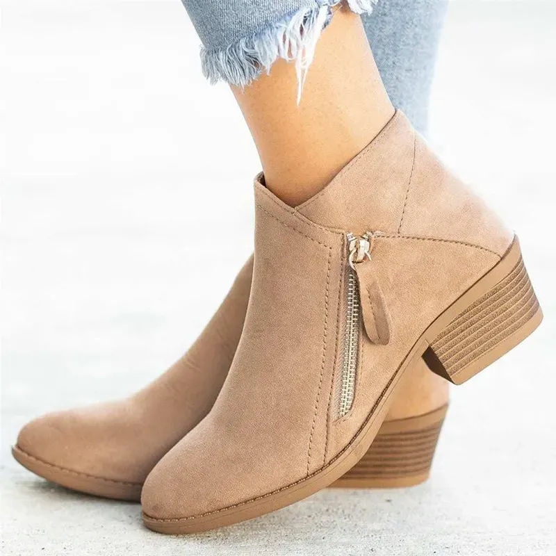 Women's Fashion Low Heel Ankle Boots