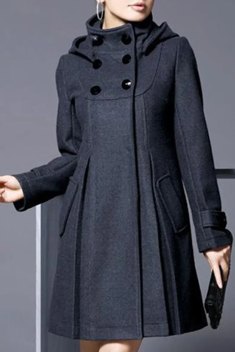 Fashion slim faux woolen casual cloak coat