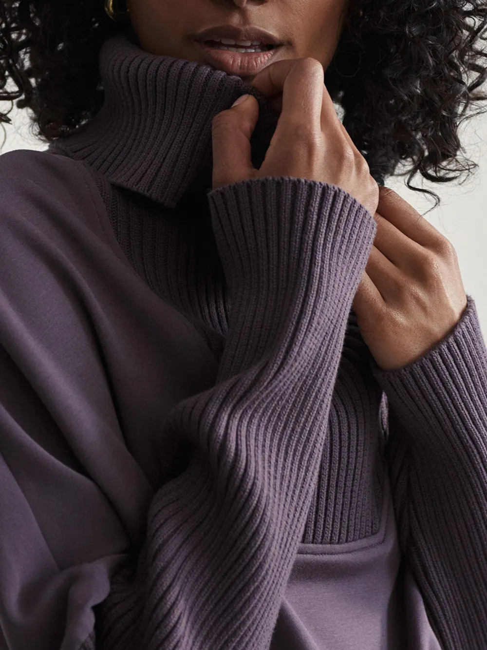 Chic Turtleneck Drawstring-Waist Sweatshirt