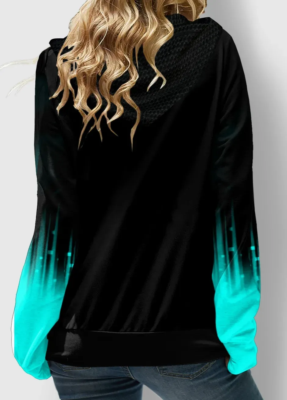 Red Patchwork Plaid Long Sleeve Hoodie