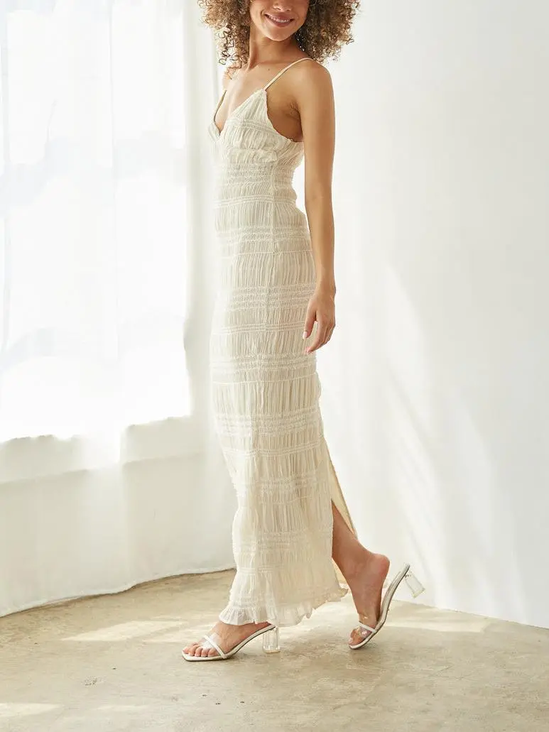 Athena Smocked Ruffle Sequin Maxi Dress