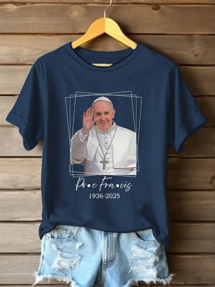 Women's Rest In Peace 1936-2025 Print Short Sleeve Round Neck Cotton T-Shirt