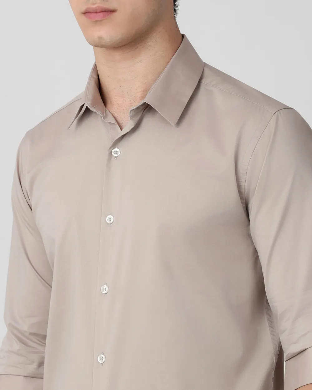 Leisure Soft And Comfortable Slim-Fit Dark Light Grey Shirt