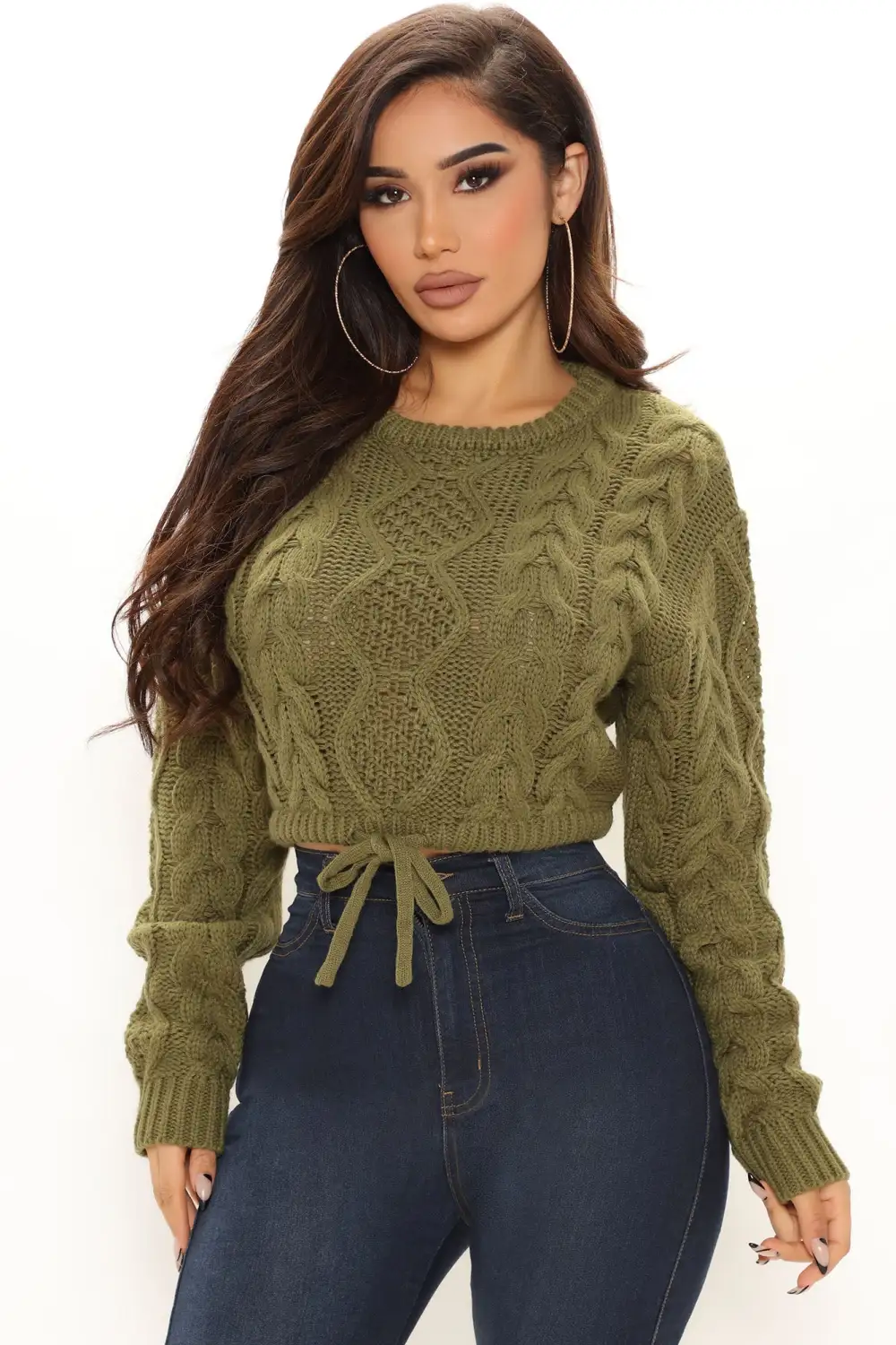 Kelly Cable Knit Sweater - Olive