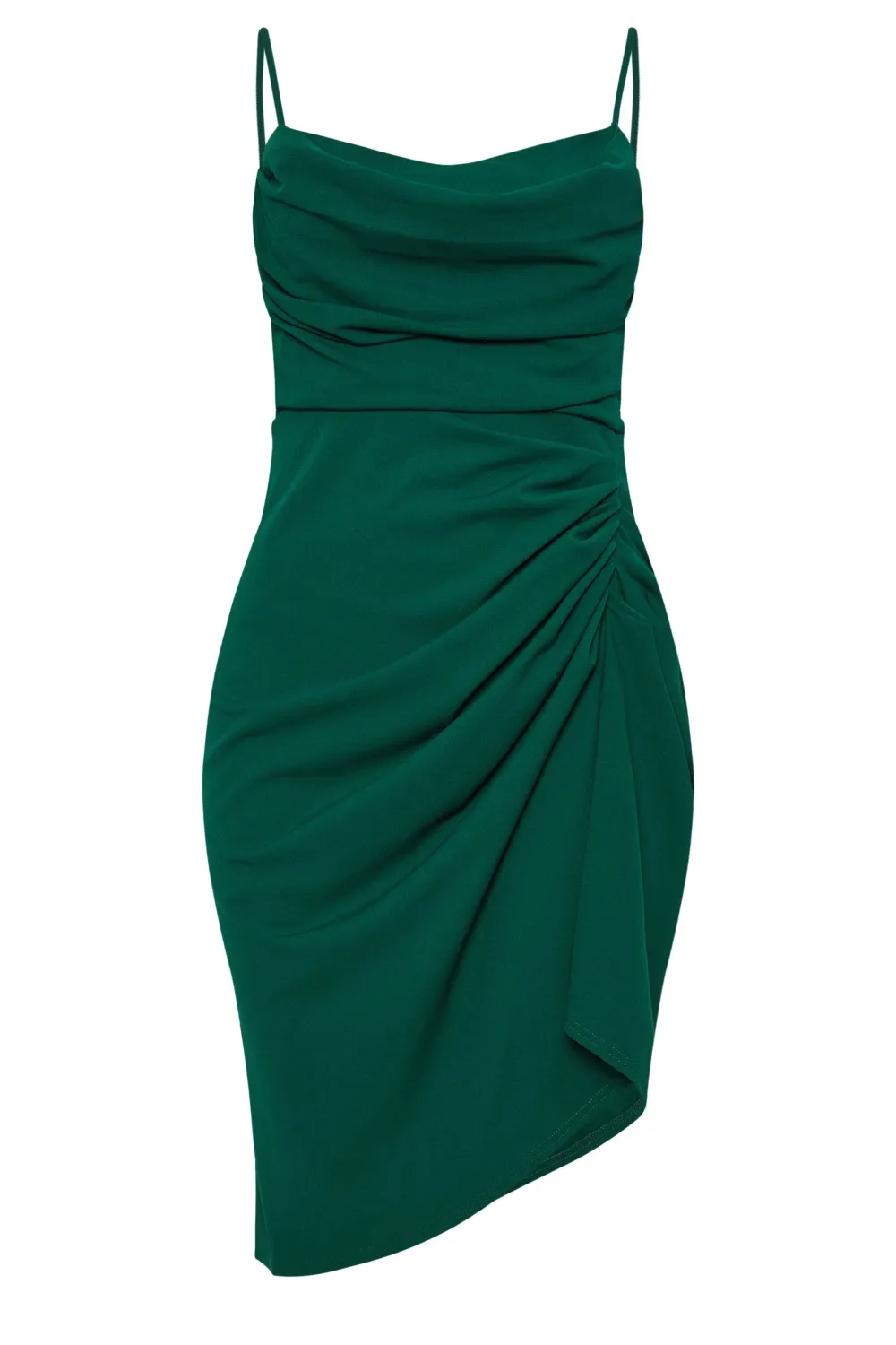 YOURS LONDON Curve Green Cowl Neck Gathered Dress