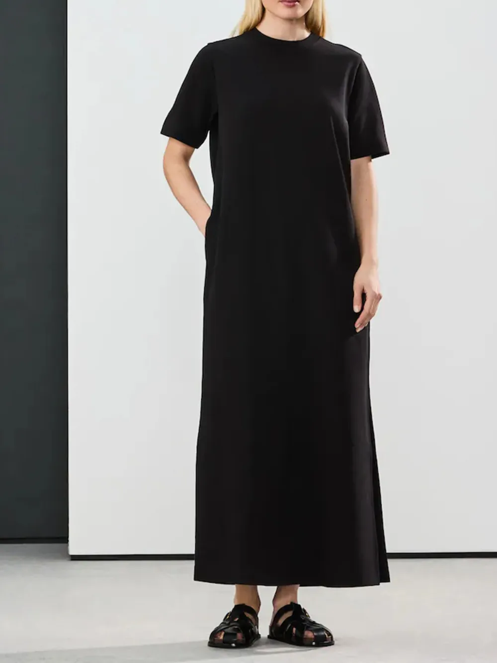 Casual Versatile Solid Color Crew Neck T-Shirt Dress