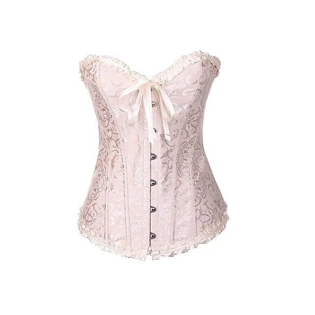 Corset Women's Corsets Trachtenmieder Christmas Halloween Wedding Party Birthday Party Plus Size Black White Wine Country Bavarian Overbust Corset Hook & Eye Lace Up Tummy Control Push Up Jacquard