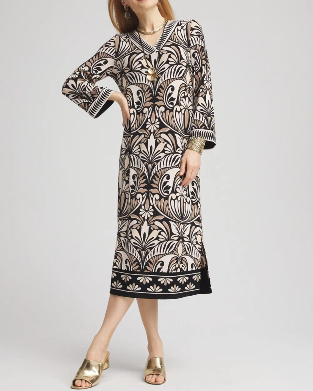 Bell-Sleeved Midi Dress