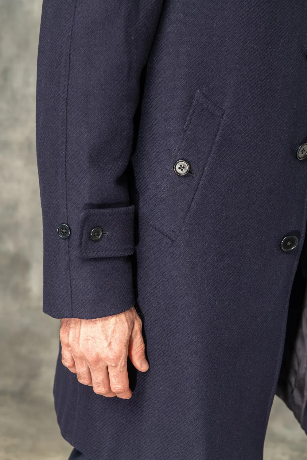 Blue Raglan Coat In  Wool