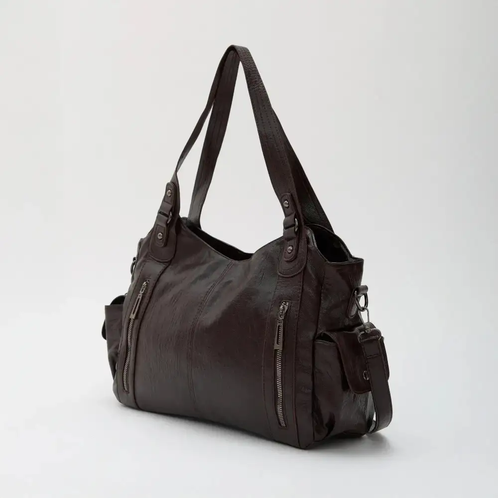 Pocket Front Leather Crossbody Bag