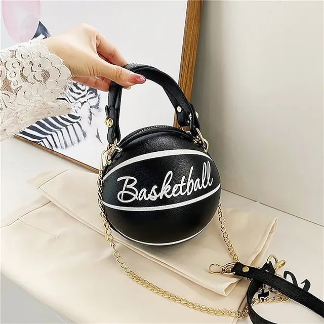 Women's Shoulder Bag PU Leather Party Daily Large Capacity Waterproof Durable White basketball White football Pink basketball