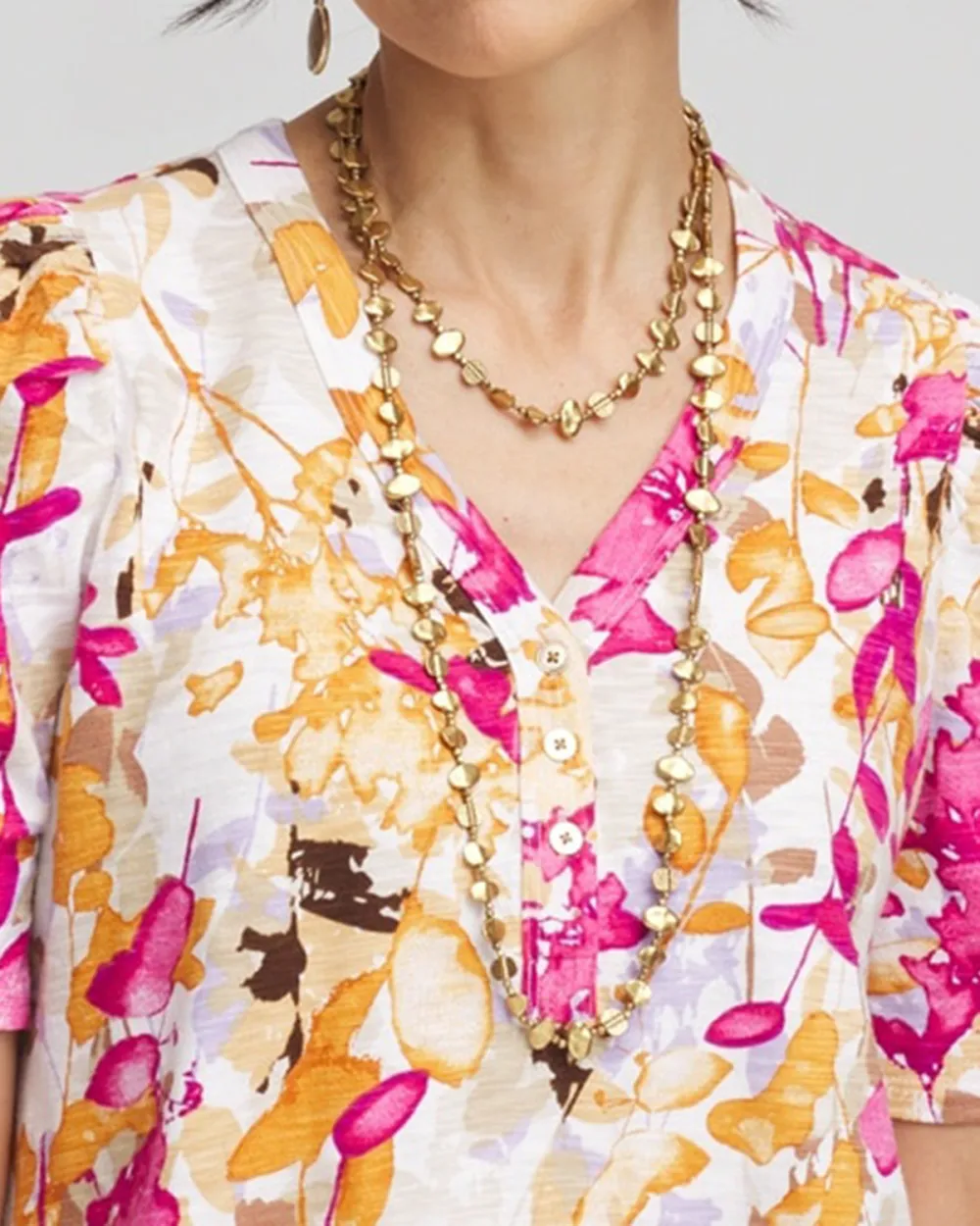 Short Sleeve Floral Puff Sleeve Blouse