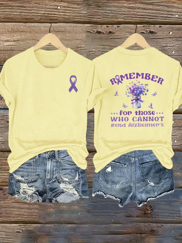 Women'S Remember For Those Who Cannot Alzheimers Support Round Collar Tee