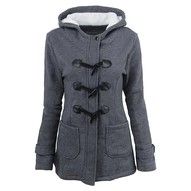 Women's Winter Coat Cropped Hooded Coat Thermal Warm Heated Jacket Fall Casual Street Jacket Long Sleeve with Pockets Black Army