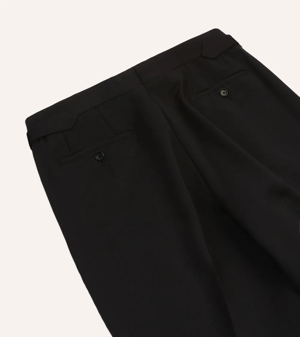 Black Pleated Straight Leg Trousers