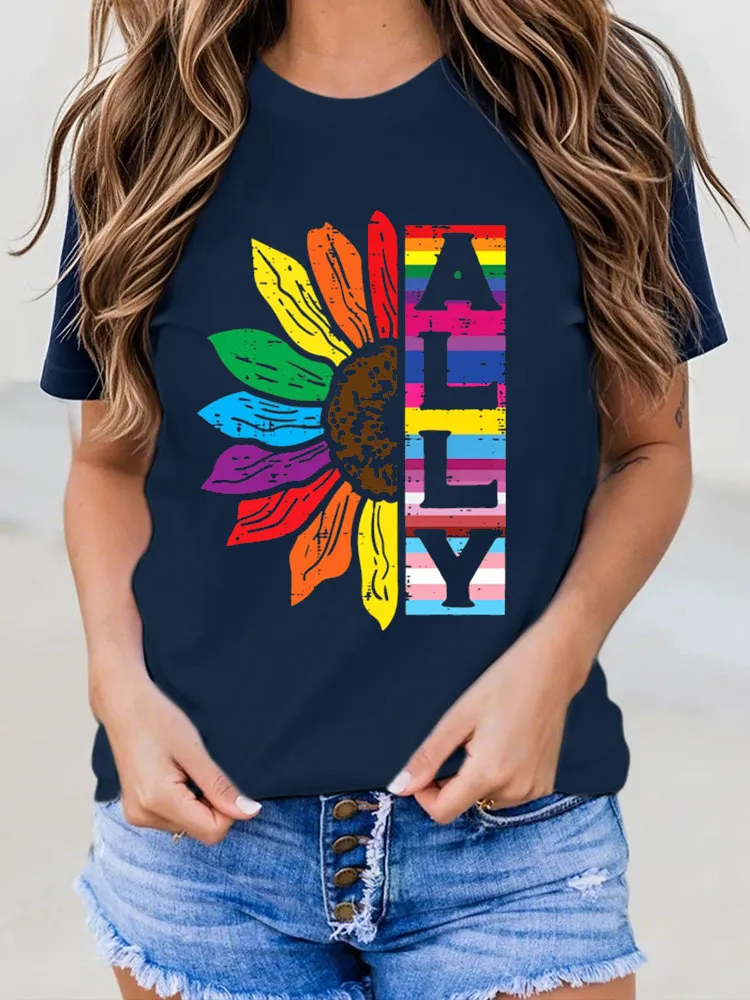 Women'S Lgbt Gay Ally Sunflower Rainbow Pride Flag Men Women Kids T Shirt