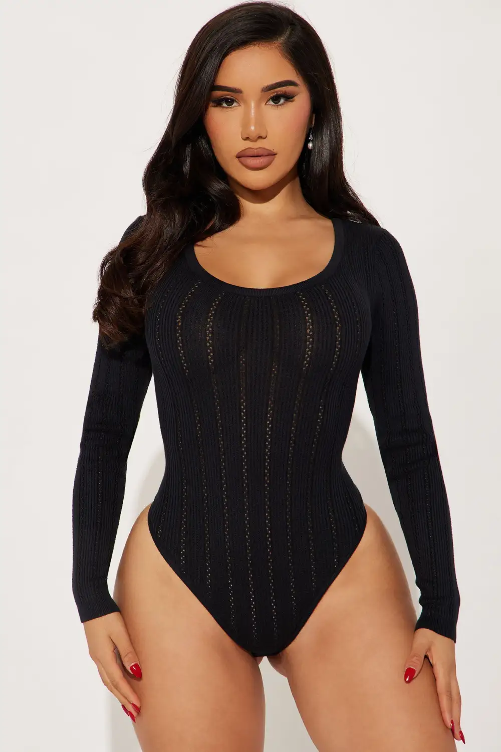 Givin' Favors Ribbed Bodysuit - Black