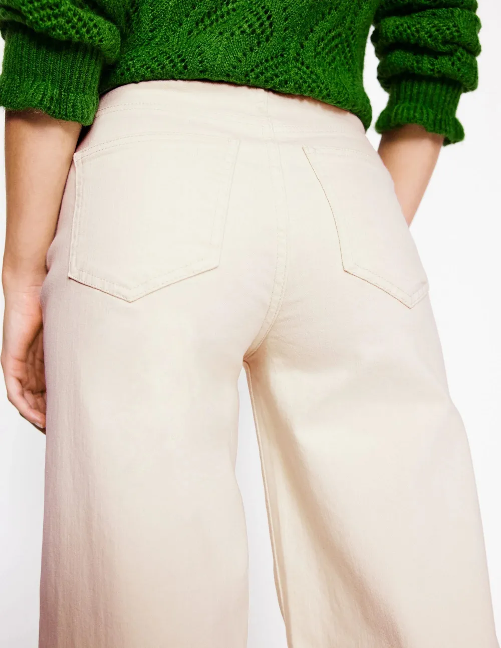 High Rise Wide Leg Jeans -Ecru