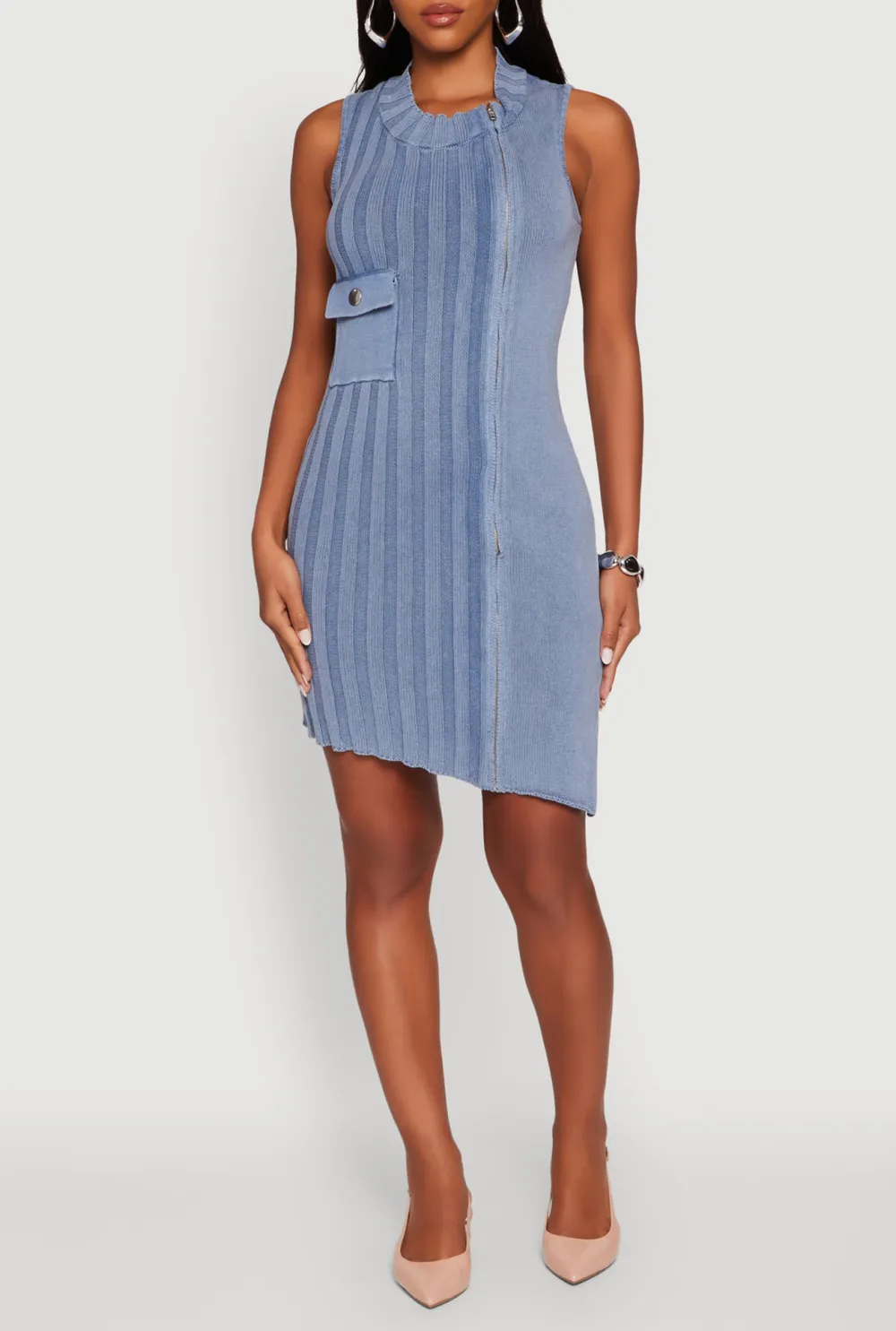 Slant Hem Striped Dress